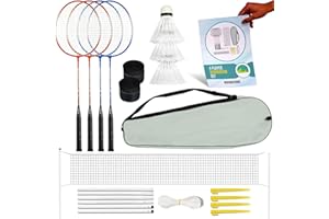 THE LITTLE CHILTERN CO Little Chiltern Co Garden Games Badminton Set - Outdoor Sports Game with Net, Rackets, Shuttlecocks, Posts and Carrying Bag - Kids, Adults and Family Portable, Beach Games, Camping Toys - 4 Players
