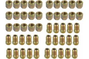 Crozgan 50Pcs Male/Female End Union Brake Pipe Screw Nuts M10 x 1mm 3/16Inch OD Copper Brake Tubes Line Pipe Fittings Metric Motorbike Brake Line Screws Brake Line Copper Tube Screws