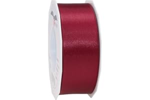 PRÄSENT C.E. Pattberg SATIN Bordeaux (rouge), Rouleau de 25 m de Ruban Satinée pour Emballage Cadeau, Largeur 40 mm, Accessoire de Décoration et Bricolage, Ruban Décoratif pour Présents, en Toute Occasion