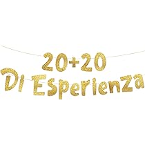 Striscione "20 + 20" Glitter Oro - Decorazione Per 40° Compleanno, Lunghezza 1.3 Metri - Foto 10