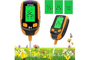 Bcamelys Soil pH Meter,4-IN-1Soil Moisture Meter for Houseplants,Soil Test Kit with 20 Labels,Plant Water Tester for Soil pH,Moister,Light, Temperature,for Garden,Potted Plants