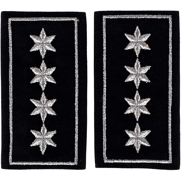 Schulterschlaufen Mit 4 Silbernen Sternen – Für Uniformen, 9x5 Cm