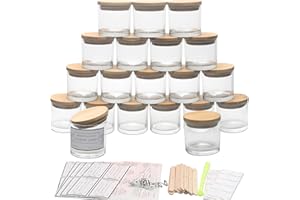 MILIVIXAY Lot de 20 petits pots à bougies vides en verre transparent de 113,4 g avec couvercles et kits de fabrication de bougies – Petits pots à bougies vides pour la fabrication de bougies –