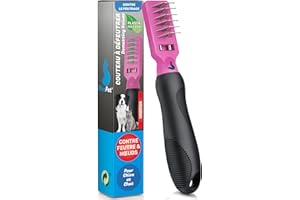 BluePet Peigne à Démêler Professionnel pour Chien et Chat (Gaucher Bleu), Brosse Démêlant pour Animaux à Poils Longs, Coupe les nœuds et le boule de Poil, Démêleur de Pelage, Élimine Nœuds et Feutrage