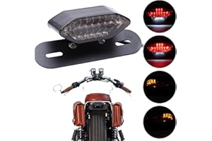 JMTBNO Fanale Posteriore Moto con Frecce Integrate a LED Luce Stop Moto Luce Freno Luce Targa Omologato 12V Universale per Cruiser Chopper Bobber Cafe Racer Enduro Motocross (Lente Nera)