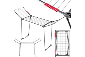 ‎KADAX KADAX Wäscheständer mit 18m Trockenlänge, klappbarer Flügelwäschetrockner aus Edelstahl, mit Antirutschfüßen – für Innen & Außen, Made in EU (Anthrazit/Grau)