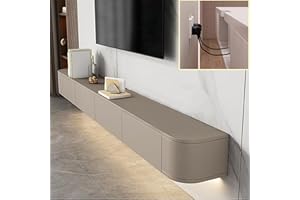 XDXINY TV Media Console Floating TV Cabinet Wall Mounted TV Cabinet Multi Large Storage TV Bench Under TV Lowboard with drawers Router Bracket (Khaki, 160 * 20 * 24CM)