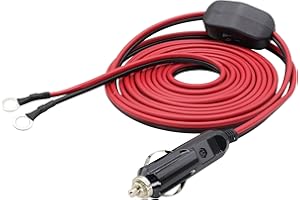 AAOTOKK Feuerzeug männlich zu 8mm O-Ring Auge Anschlusskabel 16AWG Stromladekabel, verwendet für Auto Variable Frequenz Luftpumpe Sprühkompressor mit Sicherung und Schalter (3Meter/10Fuß O-Ring)