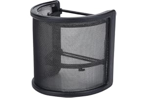 YOSOO HEALTH GEAR Filtro anti-pop per microfono a doppio strato, parabrezza per microfono a forma di U Copertura per parabrezza in rete metallica e strato di schiuma Maschera di protezione per microfono portatile per s