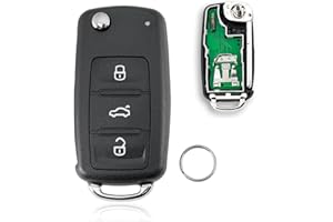 GLOUVDEYZ 433MHZ 3 Tasten Autoschlüssel Fernbedienungs Für Volkswagen Golf 6 Transporter T5 Polo Tiguan Jetta Caddy Scirocco Sharan mit ID48 Chip Fccid: 5K0837202AD Schlüsselring