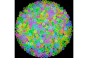 XOYTN 1250Pcs Glow in The Dark Pony Beads，9 Colors 6x9mm Bulk Luminous Opaque Pony Beads for Weave Hair Braids DIY Crafts Bracelets Necklaces Jewelry Making