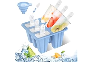 OPAHUTER Silicone Popsicle Moulds, 6 Pieces Reusable Silicone Ice Pop Molds with Sticks, Easy to Remove Popsicle Moulds, Food Grade BPA-Free Ice Lolly Moulds for Adults Children DIY Popsicle