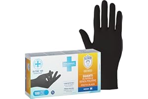 BERICAH Dr. Protec,Protix Black, Guanti in Nitrile, Senza Polvere, Taglia M,100 Pezzi