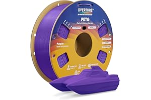 OVERTURE Filamento PETG 1.75mm para Impresoras 3D, Perfectamente Enrollado Filamento Resistente y Duradero, Carrete de Cartón 1kg (2.2lbs), Compatible con la Mayoría de Impresoras FDM (Púrpura)