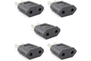 Jonzzy Adaptador Enchufe 5X Español a Americano, Español 2-Pin Europa a 2-Pin USA, Adaptador De Viaje para EE.UU, China, Japón, Canadá, México