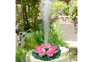 Wankd Fontaine Lotus Solaire, Pompe Solaire Fontaine, Pompe De Bassin Solaire avec Panneau Solaire Monocristallin 2.5 W avec 3 Buses de Pulvérisation pour Jardin Patio Oiseaux Bassin Piscine, Rose