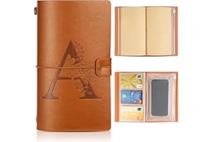 Alaoo Notatnik ze skóry PU, notatnik kieszonkowy z liniowanym papierem w stylu vintage, 144 strony, klasyczny dziennik podróży A6, zawiera pudełko prezentowe, prezenty świąteczne dla mamy, córki