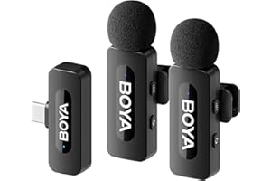 Boya BY-V20 Nowy Mikrofon Bezprzewodowy Lavalier dla Androida, PC, 100m Zasięg, Mini Podwójny Mikrofon na Sznurku do Nagrywania Wideo, Vlog, YouTube, TikTok