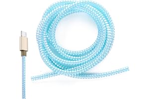 ORMROMRA 1 Pcs Cable Protector Covers, Pet Cord Protectors, Spiral Wire Protector Protect from Pets Chewing Earphone Cord, Animal Proof Wire Repair, Cable Saver for Phone Cable, USB Date Cable(140cm, Blue)