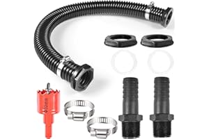 ZEYOU Zestaw złączy do beczki deszczowej 25 mm, wąż przyłączeniowy 1 m i 2 dysze węża 25 mm z nakrętką przeciwnakrętką, adapter złącza beczki deszczowej wąż ogrodowy zamiennik