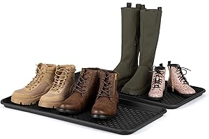 Hillington Set of 2 Boot Shoe Tray Organiser Heavy Duty Non Slip Washable Multipurpose Floor Carpet Protection Perfect For Indoor Outdoor Garden Shed Garage Door