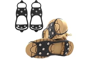LIUYIDM Crampons Neige, Crampons pour Chaussures d'hiver, Crampons avec 8 Dents, Crampons Antidérapants avec Pointes en Acier Inoxydable, Crampons Neige Antidérapants