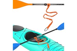 Lyreh Paddle Leash for Kayak, Orange Paddle Board Leash with Carabiner Stretchable Coiled Kayak Rod Strap Secure Lanyard Fishing Accessories for Kayaking Paddles Fishing Pole