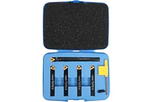 Accusize Industrial Tools 3/8" 5ps/Set Indexable Turning Tool Set (4Ps Turning + 1 PC Boring), 2386-0038