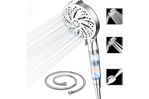 MAXUNI Duschkopf mit Schlauch - Groß Duschkopf Wassersparend mit 10 Strahlarten, Anti Kalk Duschkopf, Hochdruck Handbrause mit Filter für Hartes Wasser