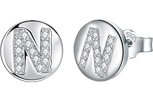 J.Endéar Ohrringe Buchstaben für Damen Mädchen Silber 925 Hypoallergene kleine Ohrstecker Zirkonia Schmuck 8mm Geschenk für Kinder