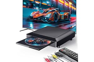 CEIHOIT Lecteur DVD pour TV, 1080P HD, Sortie HDMI/AV/USB, Prise en Charge de Tous Les Disques de Région, Comprend Un câble AV/HDMI et Une Télécommande