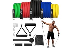 JATEKA Gomas Elasticas Musculacion,5 Diferentes Niveles Bandas Elasticas Musculacion,10-150LBS Cintas Elasticas Musculacion con Anclaje para Puerta,Asas,Correa para Tobillo,Bandas de Resistencia