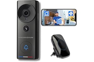 Prosidium Sonnette sans Fil avec Caméra FHD1080P | Sonnette sans Fil Extérieur Etanche IP65 avec Carillon | Batterie Rechargeable ou Alimentation Filaire | Visiophone sans Fil Connecté