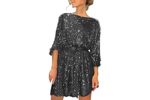 Allegorly Pailettenkleider für Damen Partykleid Hochzeit Glitzer Cocktailkleid Elegant Sexy Hochzeitskleid Festlich Party Pailletten Frauen Kleider Glitzerkleid Abendkleid Silvester Outfit