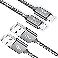 Wayona USB Type C Charger Cable (2Pack/6FT) Long Fast Charging USB C Cable for Samsung Galaxy S24, S23, S22, S21, S20,M31s,M40, Pixel (6 FT Pack of 2, Grey)
