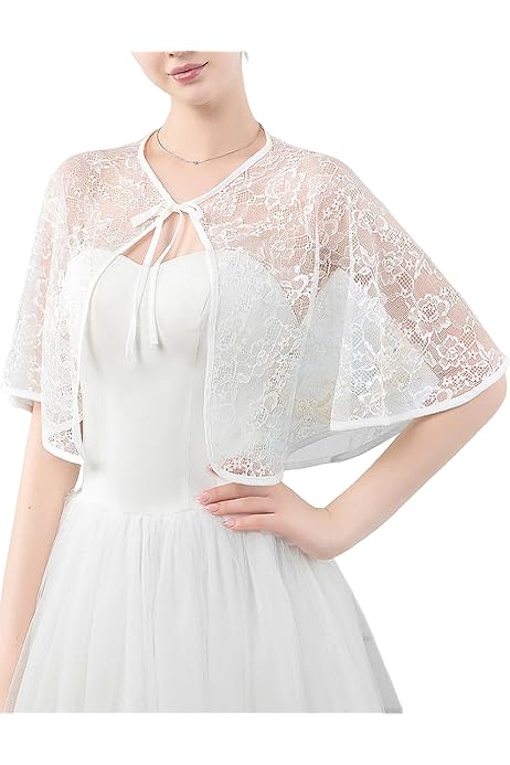 Boléro Femme Blanc Fhuuly - Gilet Léger Manches Courtes | Pour Mariage Et Cérémonie