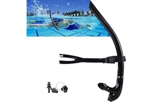 FOCEVI Swim Snorkel for Lap Swimming,Adult Swimmers Snorkeling Gear for Swimming Snorkel Training in Pool and Open Water,Center Comfortable Silicone Mouthpiece One-Way Purge Valve,With Nose Clip and Earplug