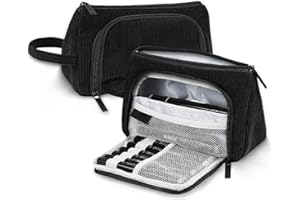 YAGE Piórnik o dużej pojemności, super duży piórnik z zamkiem błyskawicznym, gładkie etui na długopisy, 3 przegródki, do biura, szkoły, dla nastolatków, dziewcząt (czarny), czarny, Piórnik