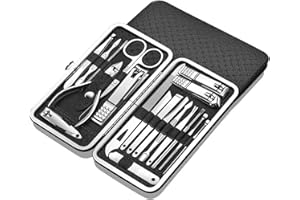 katmerio Tagliaunghie Set Professionale - Grooming Kit Strumenti per Manicure e Pedicure 19 pcs(Nero)
