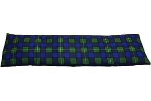 COVERBAGBCN- Saco Térmico Cervical | Relleno Huesos de Cereza | Doble Funda Lavable | Terapia Calor y Frío | 50x14 cm | 850 gr (Cuadros escoceses Tartan azul y verde)
