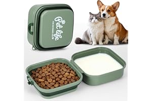 LTXDJ Collapsible Dog Bowl, 800 ML Portable Travel Dog Bowl with Food Storage Compartment, Leak-proof Double Bowls for Feeding and Watering Cats and Dogs, Foldable Food Carrier for Rescuing Stray Animals