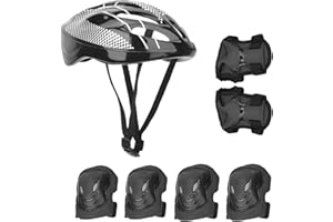 SANON Protective Gear Set for Kids Adults, 7Pcs Roller Skating Helmet Kit with Knee Pads Elbow Pads Wrist Guards Full Protection for Roller Skateboard, Skating, Scooter, Cycling