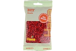 HAMA - sachet de perles à repasser bio midi | env. 1000 perles | loisirs créatifs et mosaïques pour enfants dès 5 ans | jeu créatif durable et décoration artisanale | Dark Red