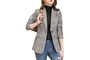 ebossy - Chaqueta tipo blazer con solapa de muesca y 2 botones para mujer, diseño de pata de gallo