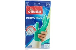 Vileda Dermo Plus/delikatne i delikatne rękawice gumowe, bez lateksu, rozmiar M, 1 para
