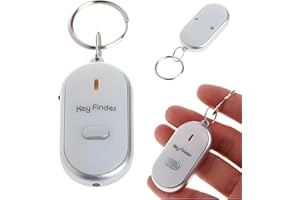 GENERIC Key Finder Locator with sound, Voice Control Key chain Locator for Lost Keys, Item finders Locator with LED Flashlight and Base Support for Keys, Dogs, Cats, Wallet, Phone, Best Gifts (White)