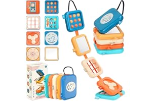 mobumeia Montessori Spielzeug ab 1 Jahr, Motorikwürfel, Busy Board ab 1 Jahr, Beschäftigung Im Flugzeug Kleinkind, Sensorik Spielzeug Baby, Geschenk für Kleinkinder Fördert Motorik und Kognition