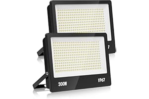 HAPYLUMI Projecteur LED Exterieur 300W 2PCS, 30000LM Spot LED Extérieur Puissant, 6500K Blanc Froid IP67 Imperméable Eclairage Sécurité D'extérieur pour Jardin, Garage,Terrasse, Entrepôt