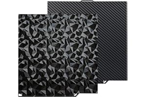 HIKUDIY Plaque d'impression PEO PET 260 x 271 mm des deux côtés, surface lisse diamant et fibre de carbone, lit d'impression flexible chauffant pour imprimante 3D Elegoo Centauri Carbon/Centauri