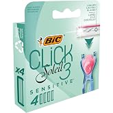 BIC Soleil Click Sensitive 4'l&uuml; Yedek Kadın Tıraş Bı&ccedil;ağı (3 Bı&ccedil;ak), Oynar Başlıklı, Aloe Vera ile Zenginleştirilmiş Kayganlaş